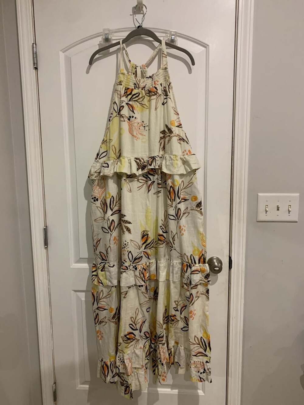 Free People Anita Cream Tiered Ruffle Floral Maxi Dress